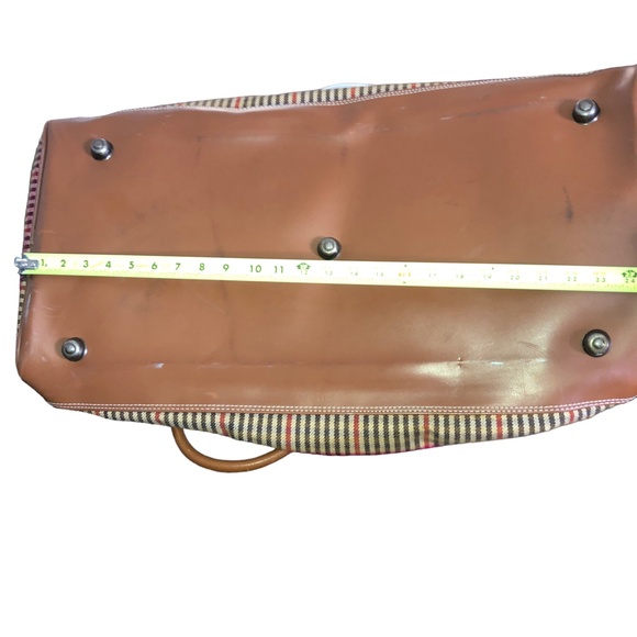 Vintage Perry Ellis Brown Plaid Carry On Weekender Travel Duffel Bag - Picture 13 of 17